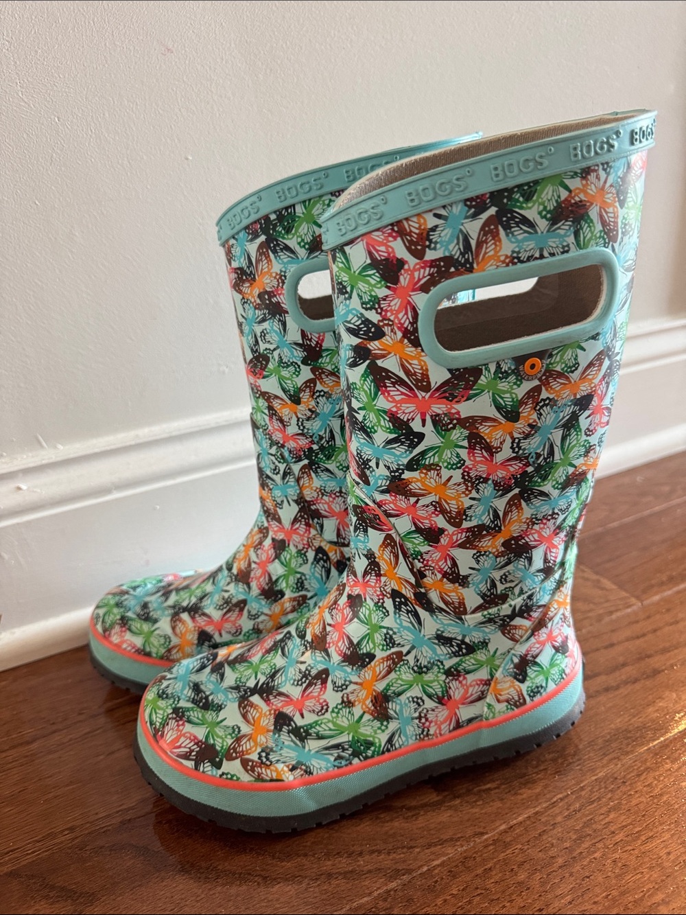 Bogs Kids Butterfly Rain Boots - Turquoise Multi-Color